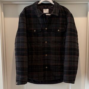 Billy Reid Theo Shirt Jacket. Size XL. Black and Brown.